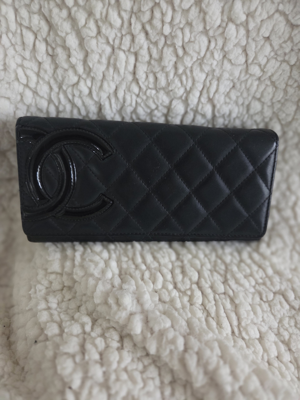 Chanel Quilted Black Leather Long Wallet